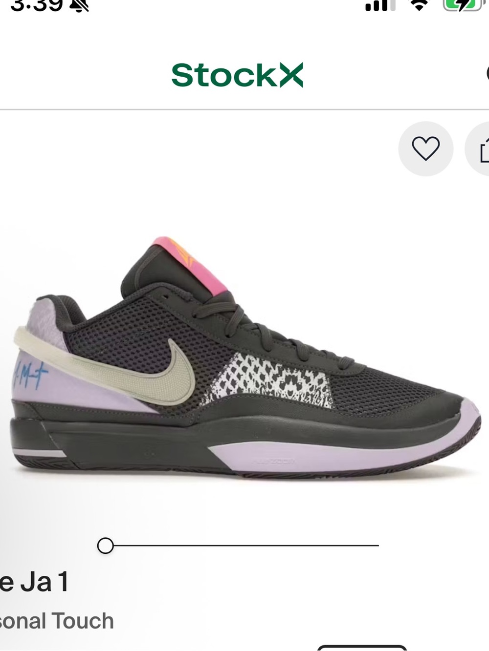 Nike Ja 1 Personal Touch Men's Black with Lavender and Pink Accents